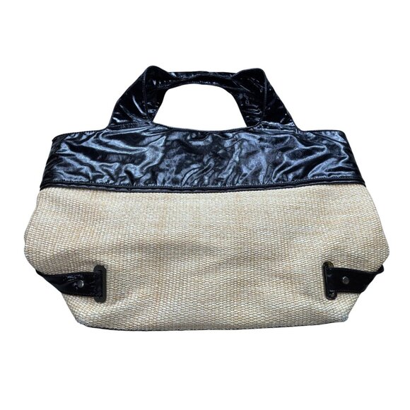 Maxx New York Black & Tan Woven Tote Bag With PVC Trim - Picture 2 of 9